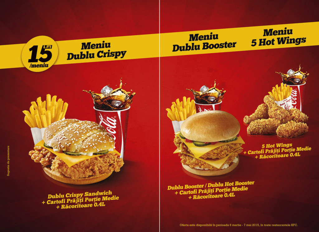 KFC_Nu e panica_Meniuri